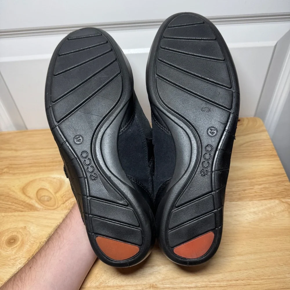 ECCO Womens Black Leather Mesh Mary Jane Flat Comfort Foam Shoes EU 41